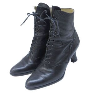 Yves Saint Laurent YVES Saint Laurent Lace-up Short Boots Leather Side Zip High